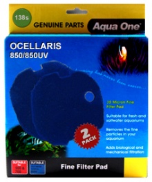 NEW ** Aqua One (138s) Black Sponge Pad for Ocellaris 850 - (2 pack)