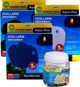 Aqua One Complete Filter Media Renewal Kit for Ocellaris 3000 / 3000UV
